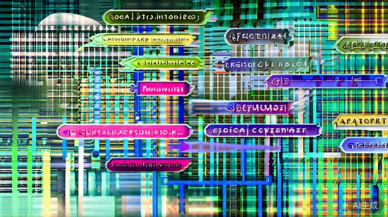 2024年全球电商趋势图解：展示社交电商、全渠道融合、可持续消费、人工智能应用、新兴市场增长等关键词云与数据流向图
