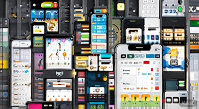 多部手机屏幕展示不同的购物应用界面，突出移动端主导地位