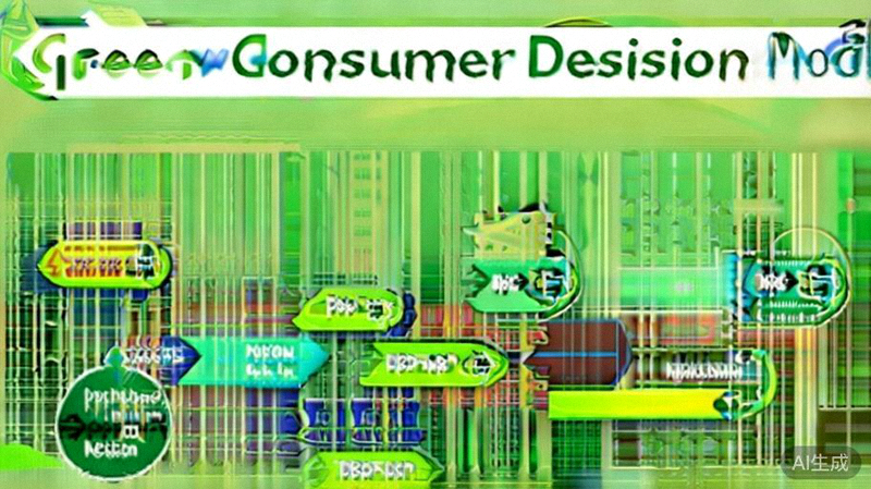 绿色消费者决策模型图：展示环保意识如何影响消费者从品牌认知、产品评估到购买决策及复购的全过程