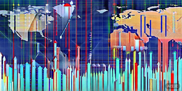 全球地图上覆盖着上升的箭头和增长曲线，象征全球电商市场的扩张与增长机遇