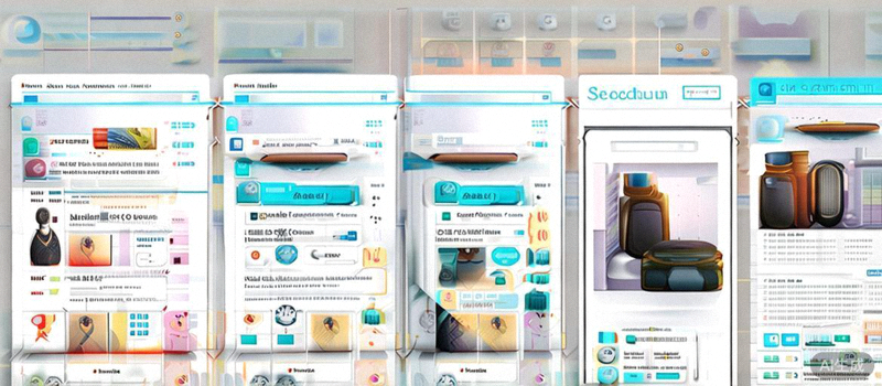 搜索引擎结果页示意图，展示从关键词搜索到点击、浏览详情页、最终完成购买的完整用户体验优化路径