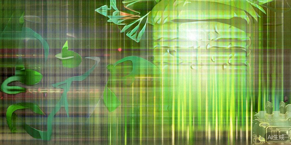 一株绿色的植物从可回收材料制成的电子产品包装盒中蓬勃生长，背景是象征环保的绿叶和地球图案