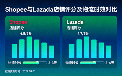 Shopee和Lazada平台强调店铺评分与物流时效的仪表盘
