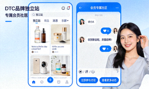 DTC品牌独立站与专属会员社群互动界面，展示高粘性用户关系