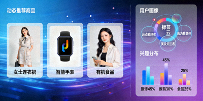 人工智能算法生成个性化购物界面，展示动态推荐与用户画像