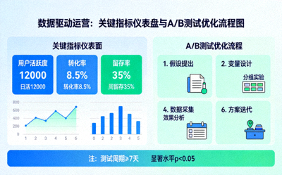 数据驱动运营：关键指标仪表盘与A/B测试优化流程图